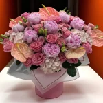 The Lenox Pink floral box placed on office desk in Manhattan