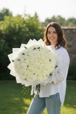 Fresh white mums bouquet for delivery across New Jersey