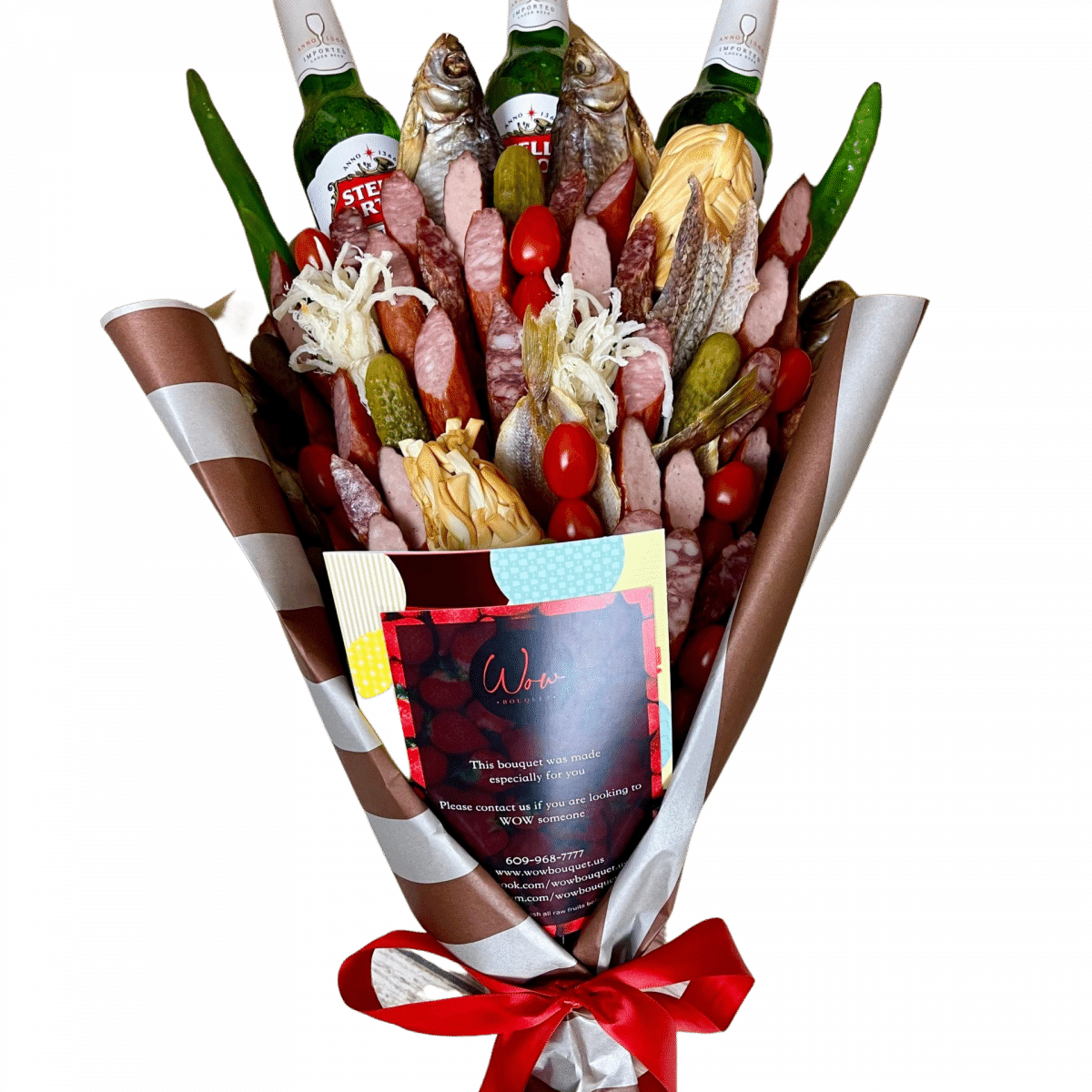 Sweets Box with Whiskey Wow Bouquet Floral Arrangements delivered the