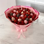 Charming chocolate covered strawberries bouquet with a mix of flavors