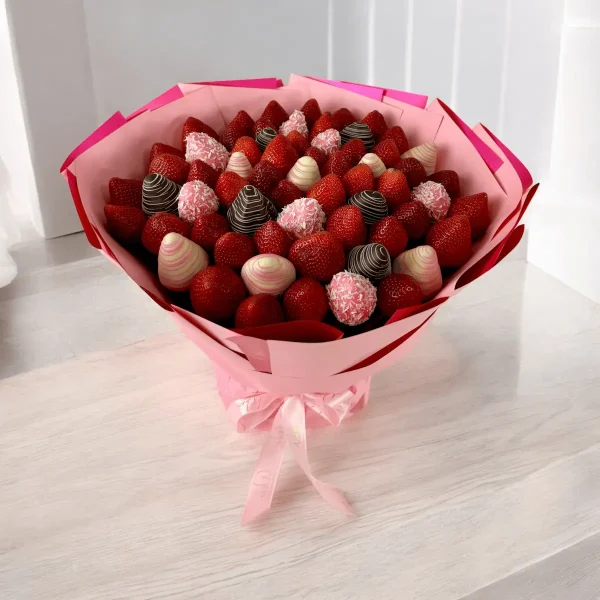 Luxurious chocolate covered strawberries bouquet with sweet treats