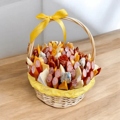 Savory sausage and cheese assortment in a premium gift basket