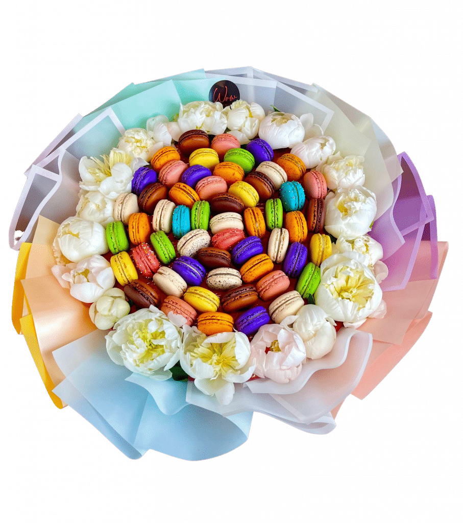 Peonies with Macaroons Wow Bouquet Food & Floral Bouquets delivered