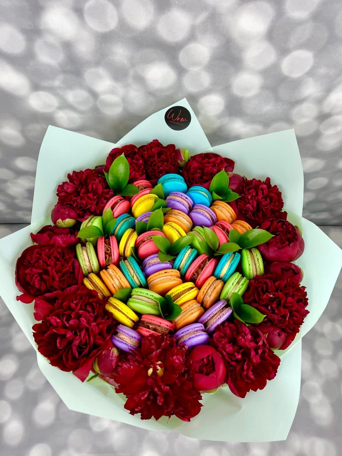 Peonies with Macaroons Wow Bouquet Floral Arrangements delivered the