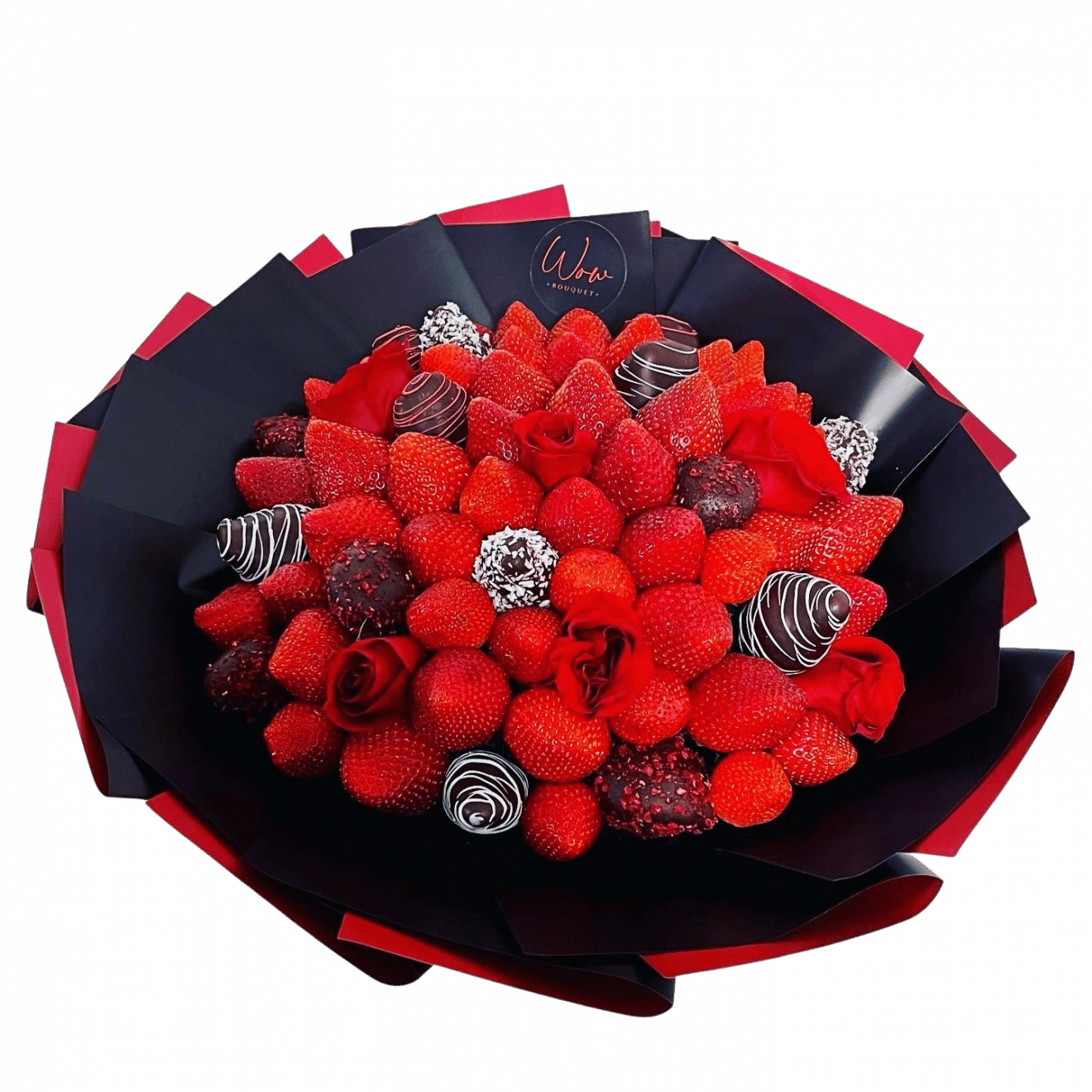 Rose Strawberries Bouquet with Chocolate Covered Strawberries
