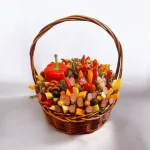 Deluxe gourmet basket with a selection of fine meats and cheeses