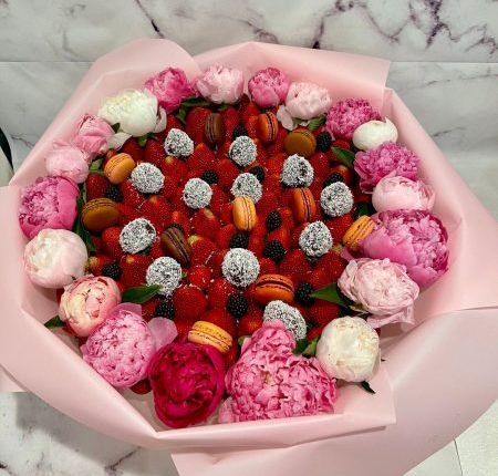 Strawberry Bouquet with Peonies