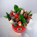 Chocolate-covered fruit and macarons box perfect for any occasion