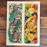 Healthy Box Gift Box with chocolate-made flowers, nuts, and dried fruits