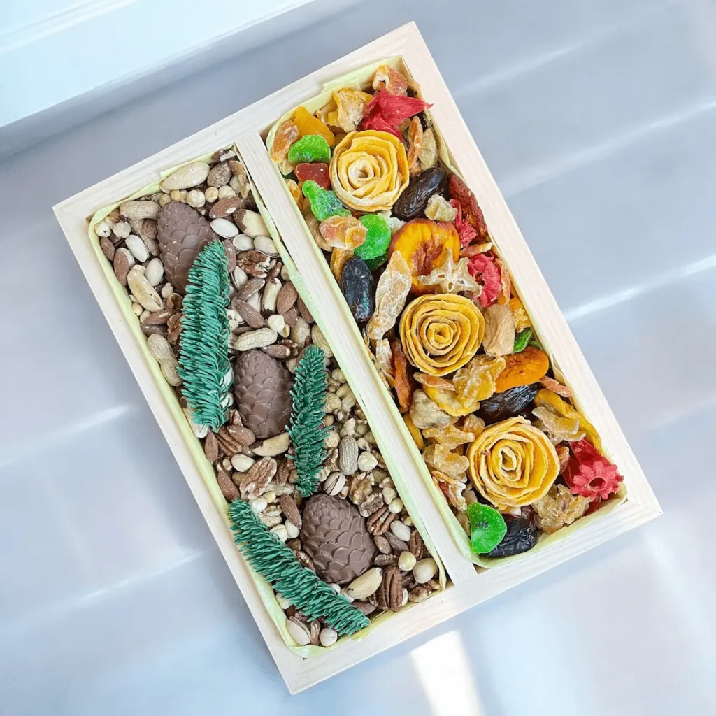 Healthy Box Deluxe Gift Box with chocolate-made flowers and dried fruit assortment