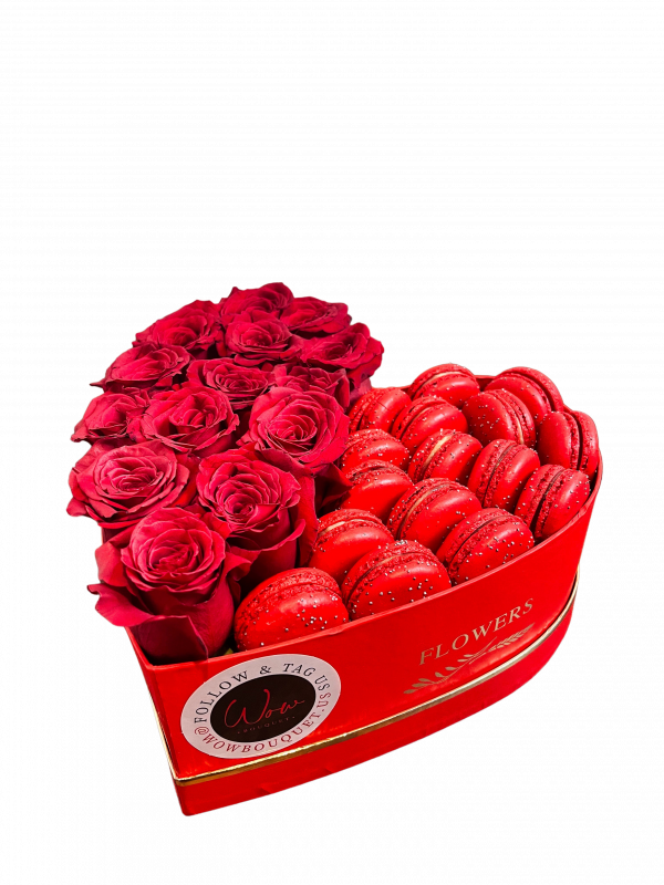 roses with macarons red