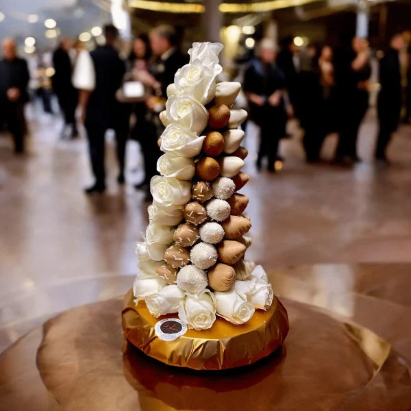 Caramel Chocolate Covered Strawberries Tower, a perfect addition to any event