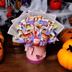 Halloween Candy Basket including Nutella with pretzel sticks and Kinder Joy