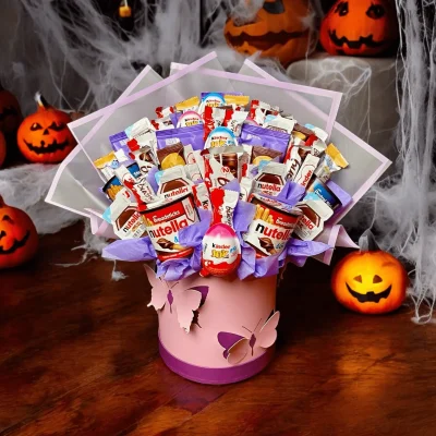 Halloween Candy Basket featuring Bueno and Nutella with breadsticks