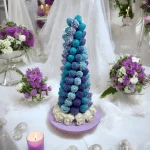 The Frozen color-themed Chocolate Strawberry Tower is a stunning display of chocolate-covered strawberries, perfect for events and available in two sizes.