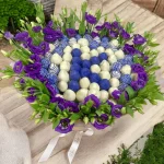 Stunning Letter Bouquet with chocolate strawberries and lisianthuses