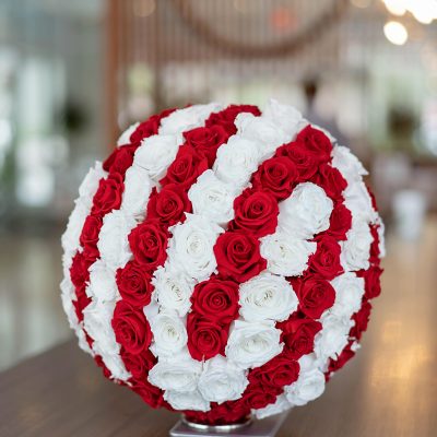 Forever Roses NYC Collection showcasing 175 preserved roses in a ball.