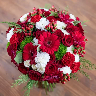 Red and white holiday blooms.