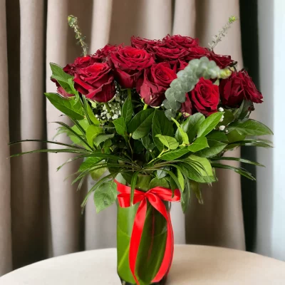 Romantic 24 long-stem red roses, perfect for an anniversary surprise