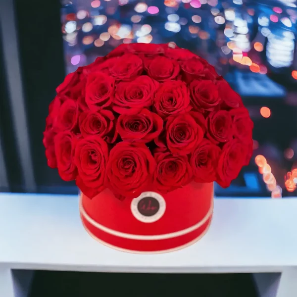 A breathtaking display of roses crafted into a beautiful dome, ideal for Valentine's Day, with options ranging from a subtle 50-rose arrangement to an impressive 75-rose spectacle.