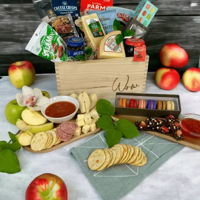 Parm crisps and apple chips in the Ultimate Gourmet Treats Gift Basket