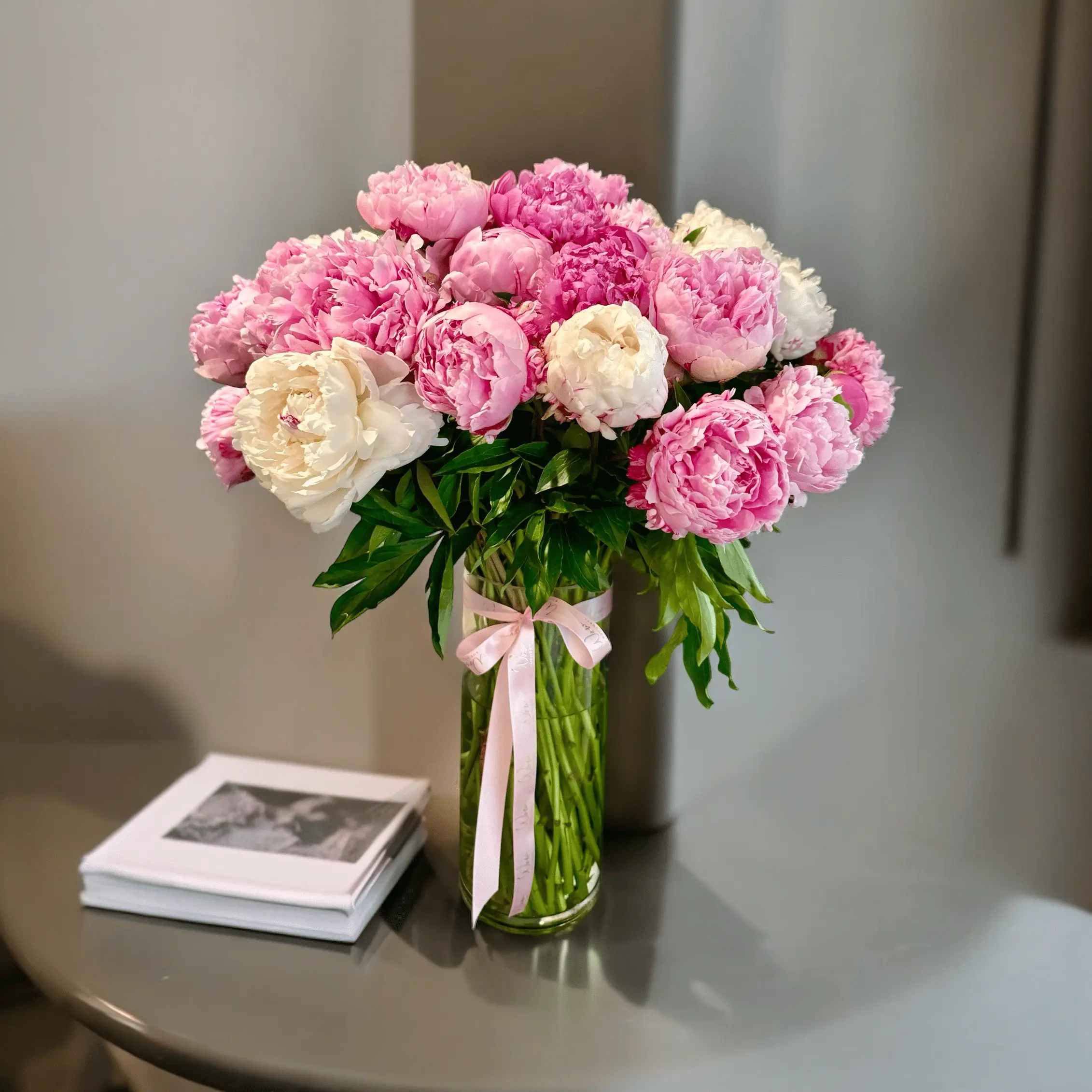 Elegant peony arrangement with 50 peonies