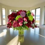 Side view of the Ruby Bloom Collection featuring various red flowers.