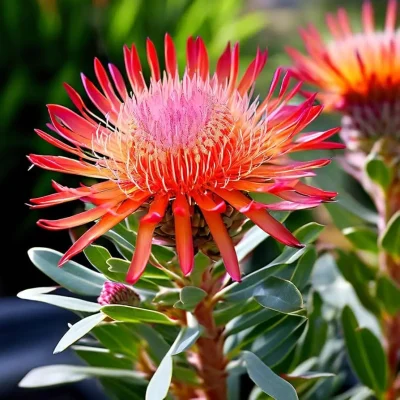 Proteas used as a centerpiece, showcasing their unique and exotic types of flowers.