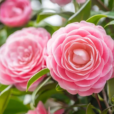 White camellias arranged in a bouquet, showcasing their elegant flower type.