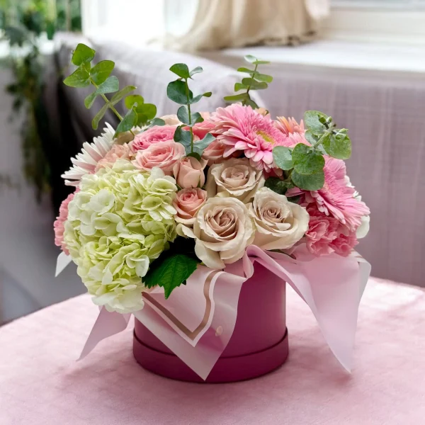 Profile view of pink blooms in the Thank You Flower Bouquet.