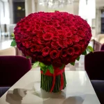 Hand-crafted standing flower heart with premium roses