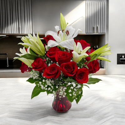 Fragrant lilies and roses ready for same-day delivery