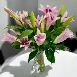 Hand-arranged pink lilies for Bergen County delivery