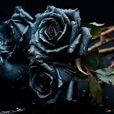 Elegant black roses, symbolizing mystery, farewell, and significant transitions, arranged in a striking floral display.