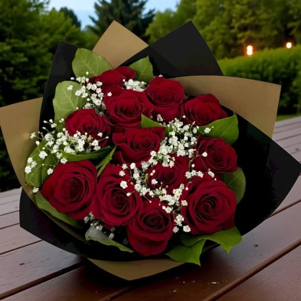 Classic 12-stem red roses gift arrangement