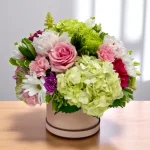 Chic pastel flower box arrangement – same-day WOWBouquet delivery